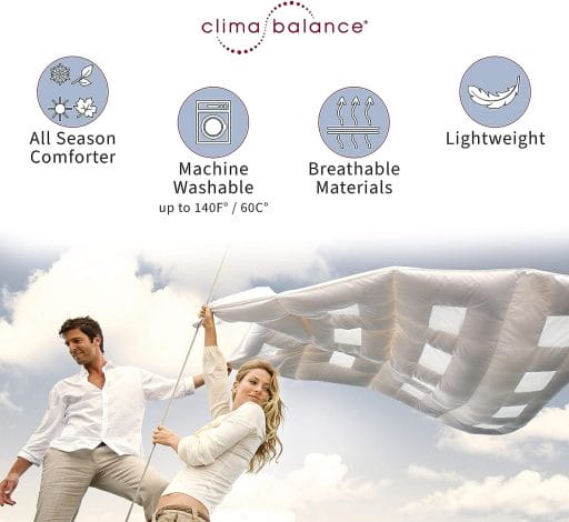 Clima Balance - Lightweight All Year Down Alternative Comforter Full - Breathable Patented Design - Increases Deep Sleep Phases up to 50% - Sensofill Virgin Polyester - Full 80 x 90