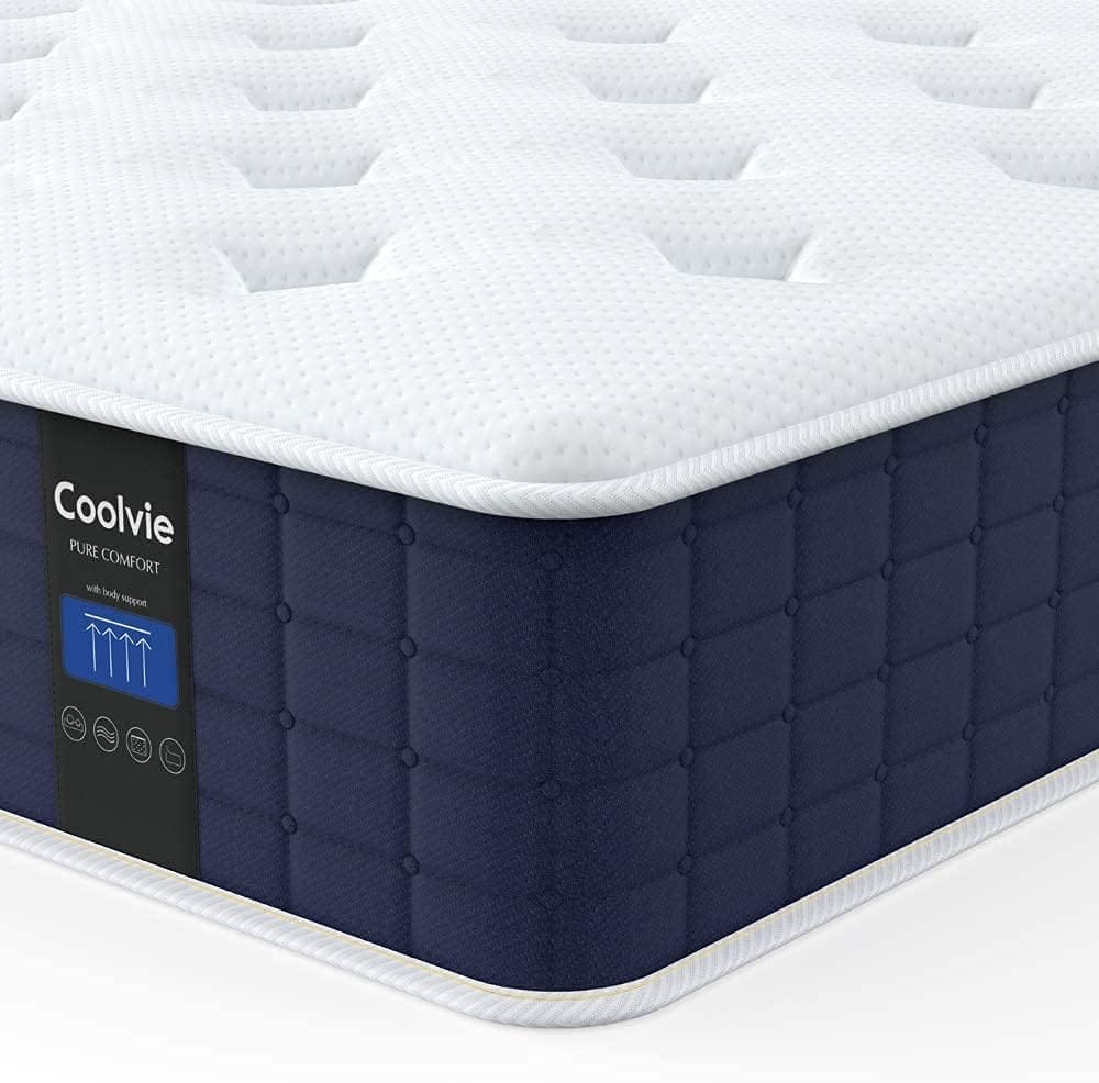 Coolvie Twin XL Mattress, 10 Inch Twin XL Size Hybrid Mattress, Individual Pocket Springs with Memory Foam, Bed in a Box, Cooler Sleep with Pressure Relief and Support