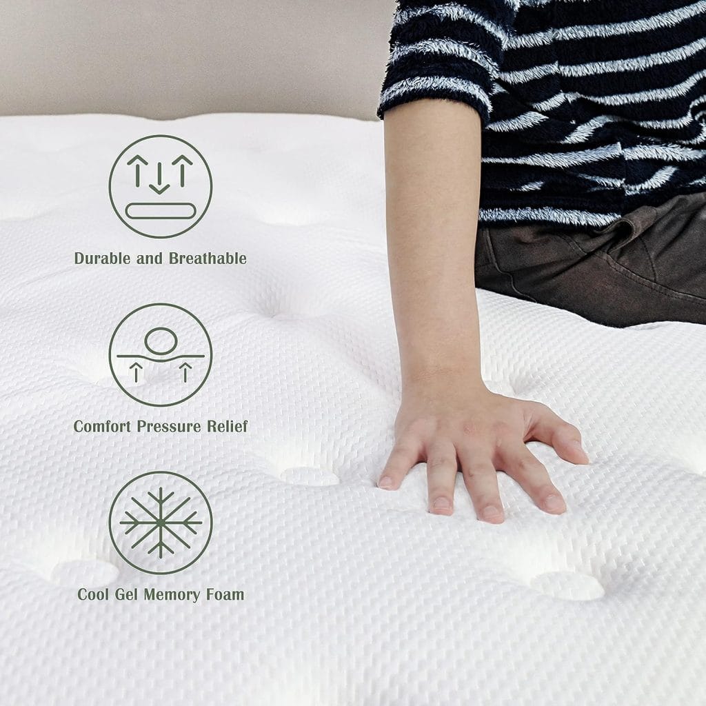 Naiveer Cool Gel Full Size Mattress 10 Inch Hybrid Full Mattress in a Box with Pocketed Springs Memory Foam for Cool Sleep  Pressure Relief with CertiPUR-US Certified Foam