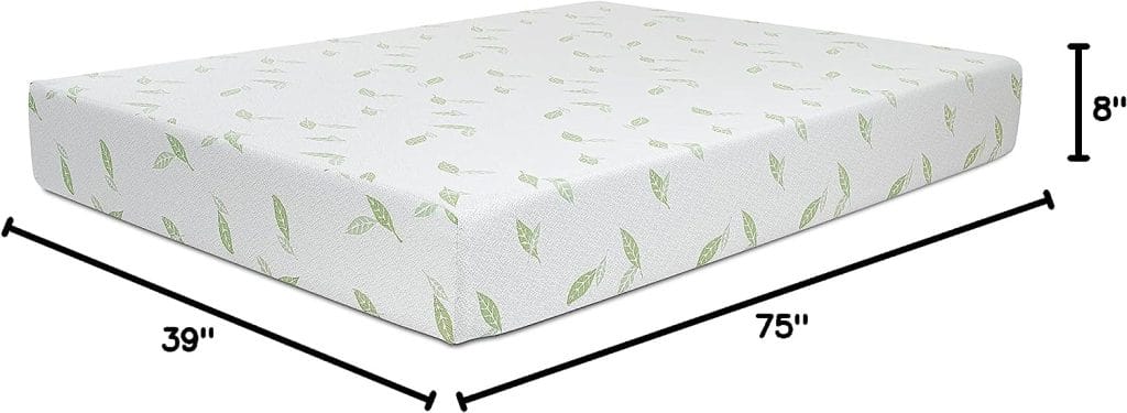 NapQueen Anula, Twin 8 Green Tea Memory Foam Mattress, Bed in a Box