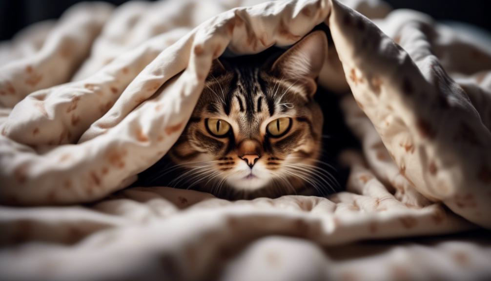 cat s distress under blankets